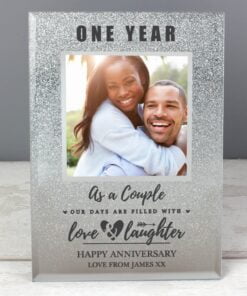 Personalised Anniversary 4×4 Glitter Glass Photo Frame