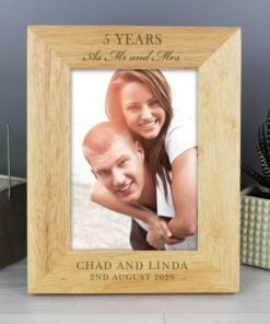 Personalised Anniversary 7×5 Wooden Photo Frame