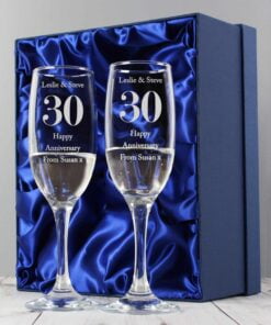 Personalised Anniversary Pair of Flutes with Gift Box