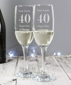 Personalised Anniversary Pair of Flutes with Gift Box