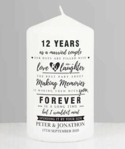 Personalised Anniversary Pillar Candle