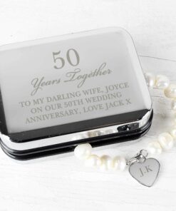 Personalised Anniversary Silver Box and Pearl Bracelet