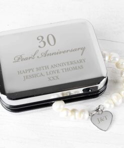 Personalised Anniversary Silver Box and Pearl Bracelet