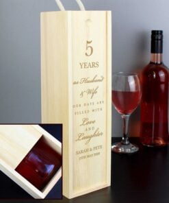 Personalised Anniversary Wooden Wine Bottle Box