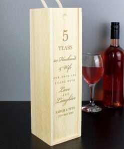 Personalised Anniversary Wooden Wine Bottle Box