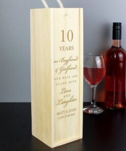 Personalised Anniversary Wooden Wine Bottle Box