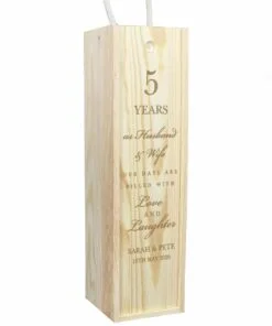Personalised Anniversary Wooden Wine Bottle Box