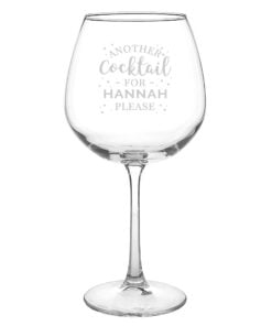 Personalised Another Cocktail Balloon Glass