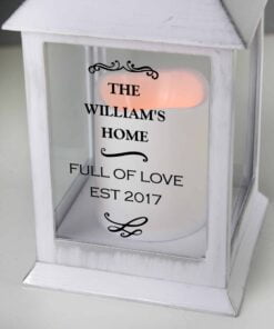 Personalised Antique Scroll White Lantern