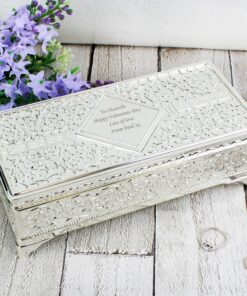 Personalised Antique Silver Plated Jewellery Box