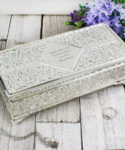 Personalised Antique Silver Plated Jewellery Box