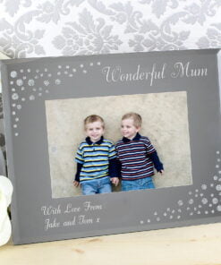 Personalised Any Message 6×4 Landscape Diamante Glass Photo Frame