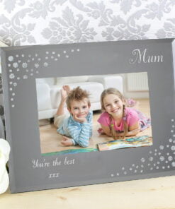 Personalised Any Message 6×4 Landscape Diamante Glass Photo Frame
