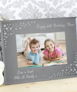 Personalised Any Message 6×4 Landscape Diamante Glass Photo Frame