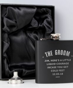 Personalised Any Message Black Hip Flask