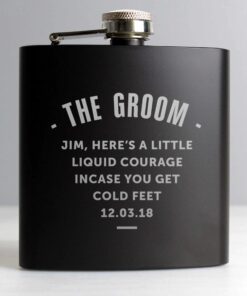 Personalised Any Message Black Hip Flask