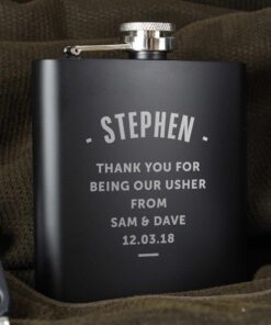 Personalised Any Message Black Hip Flask