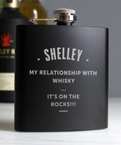Personalised Any Message Black Hip Flask