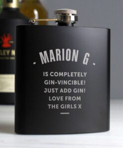 Personalised Any Message Black Hip Flask