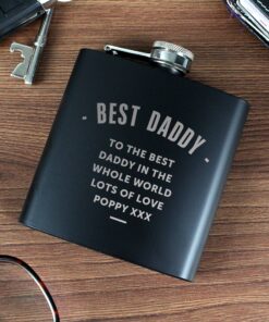 Personalised Any Message Black Hip Flask