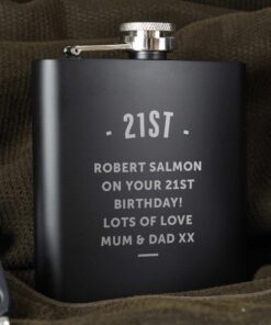 Personalised Any Message Black Hip Flask