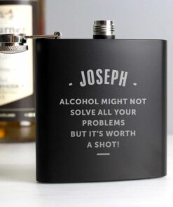 Personalised Any Message Black Hip Flask