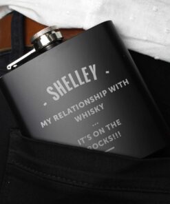 Personalised Any Message Black Hip Flask