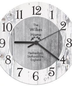 Personalised Any Message Shabby Chic Large Wooden Clock