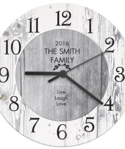 Personalised Any Message Shabby Chic Large Wooden Clock