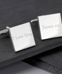 Personalised Any Message Square Cufflinks – 1 line