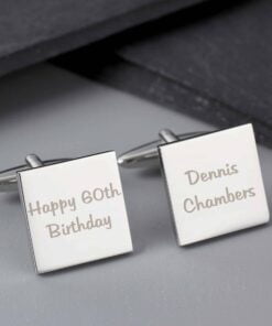 Personalised Any Message Square Cufflinks – 2 lines