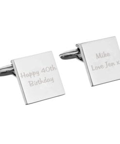 Personalised Any Message Square Cufflinks – 2 lines