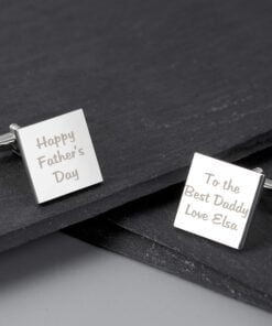 Personalised Any Message Square Cufflinks – 3 lines