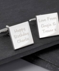Personalised Any Message Square Cufflinks – 3 lines