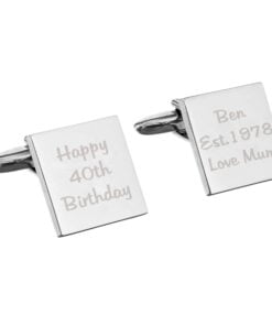 Personalised Any Message Square Cufflinks – 3 lines