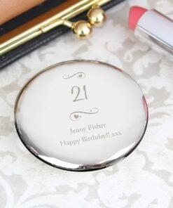 Personalised Any Message Swirls & Hearts Compact Mirror