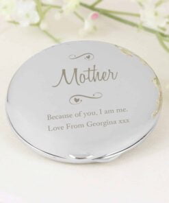 Personalised Any Message Swirls & Hearts Compact Mirror