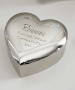 Personalised Any Message Swirls & Hearts Heart Trinket Box