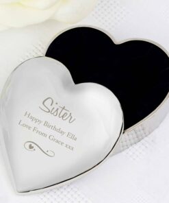 Personalised Any Message Swirls & Hearts Heart Trinket Box