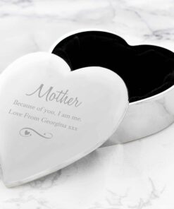 Personalised Any Message Swirls & Hearts Heart Trinket Box