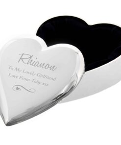 Personalised Any Message Swirls & Hearts Heart Trinket Box