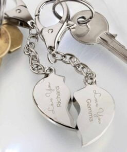 Personalised Any Message Two Hearts Keyring