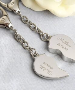 Personalised Any Message Two Hearts Keyring