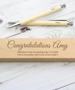 Personalised Any Message Wooden Pen & Pencil Box Set