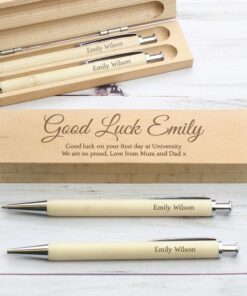 Personalised Any Message Wooden Pen & Pencil Box Set