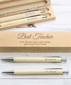 Personalised Any Message Wooden Pen & Pencil Box Set