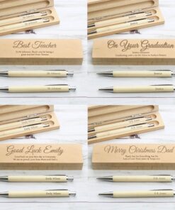 Personalised Any Message Wooden Pen & Pencil Box Set