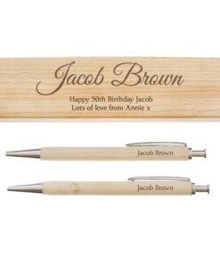 Personalised Any Message Wooden Pen & Pencil Box Set