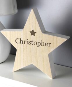 Personalised Any Name Rustic Wooden Star Decoration