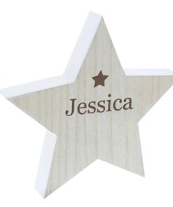 Personalised Any Name Rustic Wooden Star Decoration